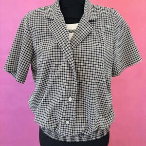 Vintage 80s Alfred Dunner Black & White Shirt Attached to Blouse - Size 10